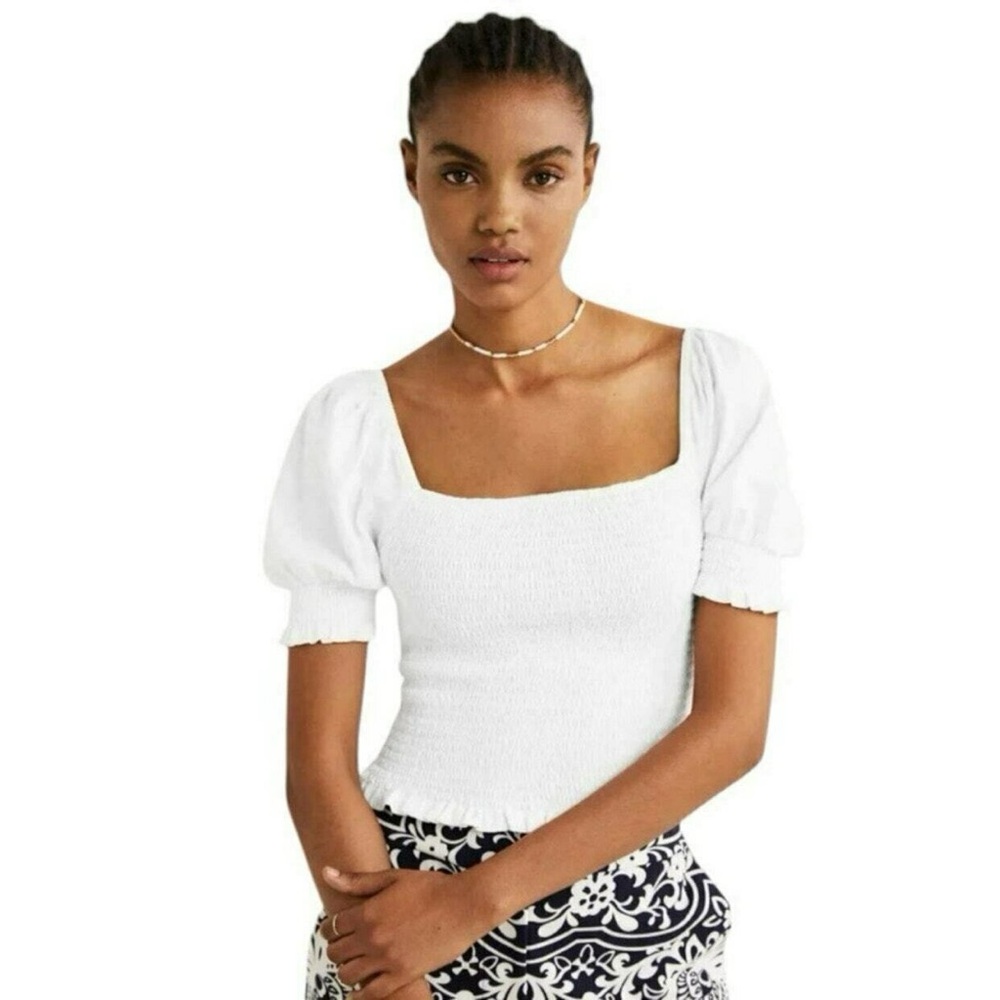 Boden square neck puff sleeve top